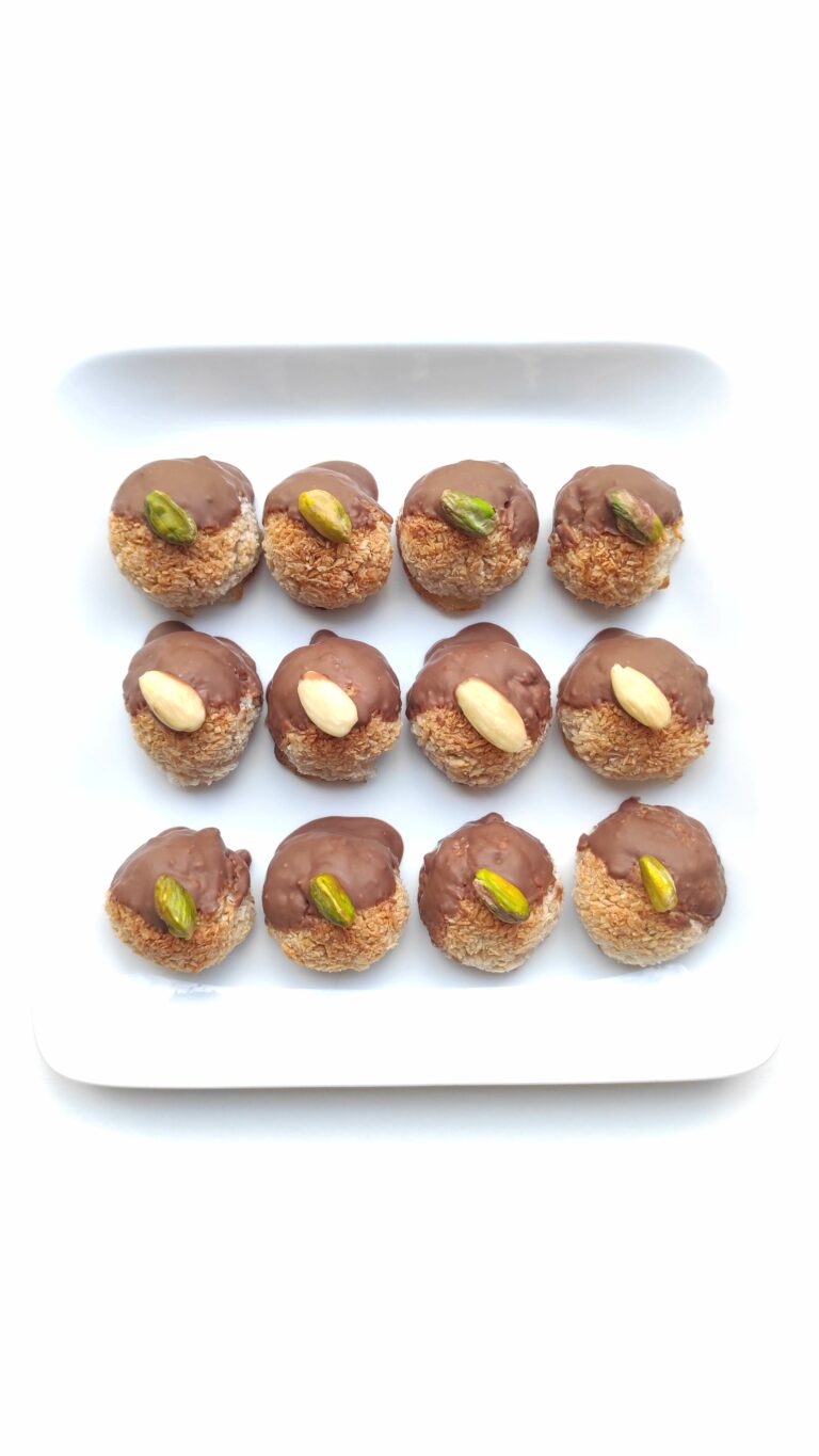 Coconut Macaroons With Chocolate, Pistachio and Almonds