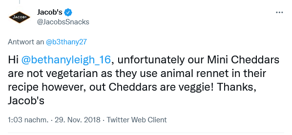 are mini cheddars vegetarian